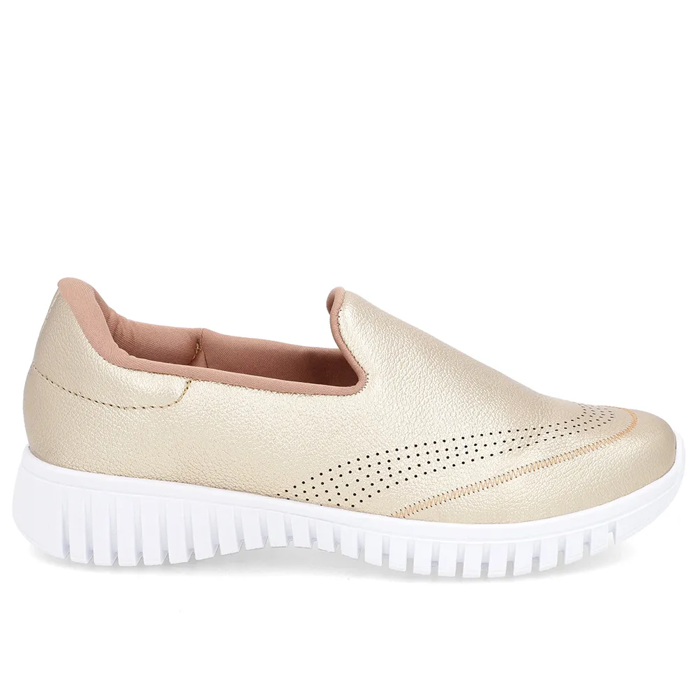 Imagem de Tênis  Usaflex Slip On Dourado Couro