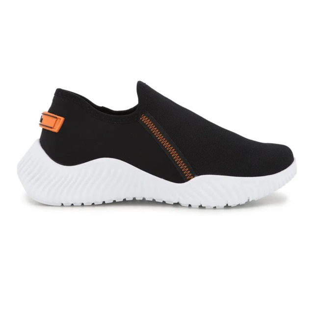 Imagem de Tênis Usaflex Slip On Preto Tecido Detalhes Laranja