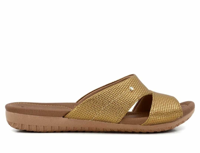 Imagem de Chinelo Usaflex Slide Bronze Couro Mini Tressê